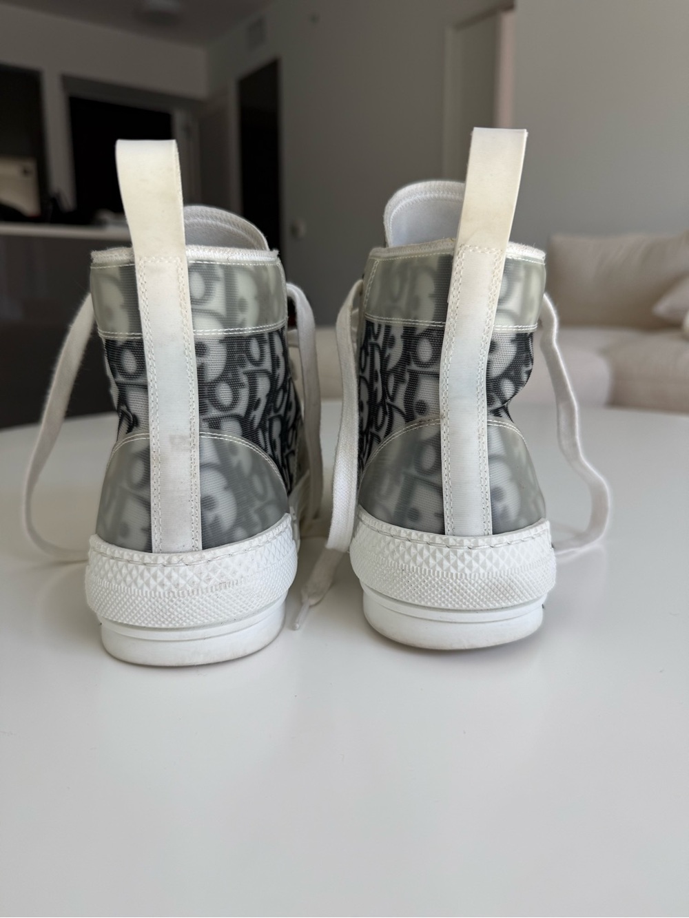 Dior Gray Monogram High-Top Women’s Sneakers - Picture 3 of 5